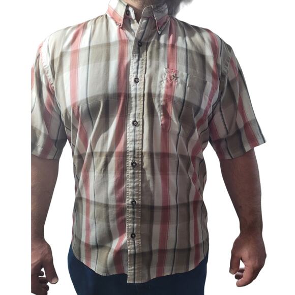 Vintage 60s Knights Sportswear Plaid Button Down Shirt Men’s Large Cowboy Retro - Picture 1 of 9